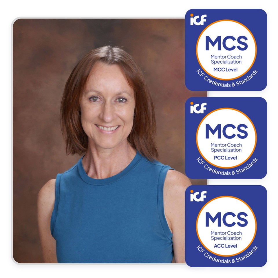 Carly Anderson, MCC with her ICF Mentor Coach Specialization badges